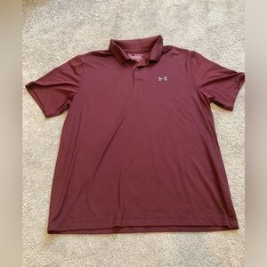 Under Armour Short Sleeve Polo Mens XL Loose Fit Maroon Red Golf Work Shirt